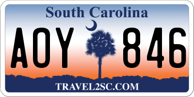 SC license plate AOY846