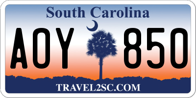 SC license plate AOY850