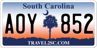 SC license plate AOY852