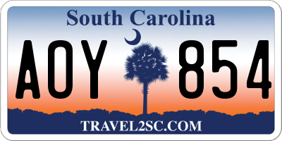 SC license plate AOY854