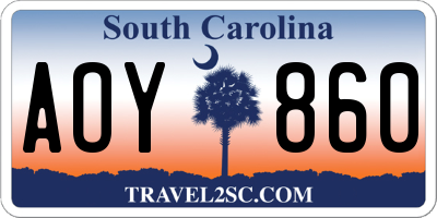 SC license plate AOY860