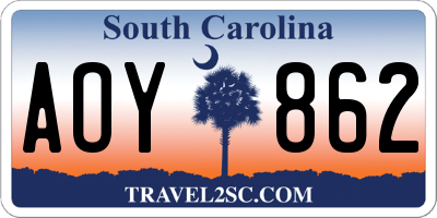 SC license plate AOY862
