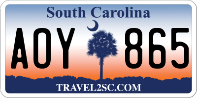 SC license plate AOY865