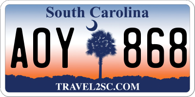 SC license plate AOY868