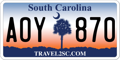 SC license plate AOY870