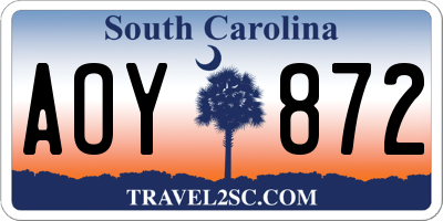 SC license plate AOY872