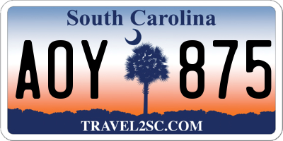 SC license plate AOY875