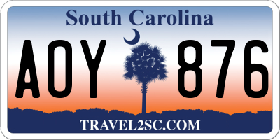 SC license plate AOY876