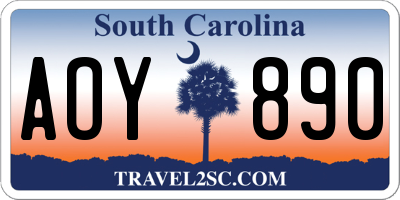 SC license plate AOY890