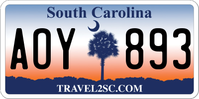 SC license plate AOY893