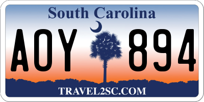 SC license plate AOY894