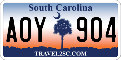 SC license plate AOY904