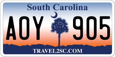SC license plate AOY905