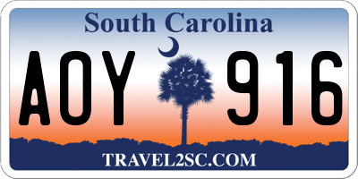 SC license plate AOY916