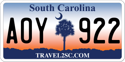 SC license plate AOY922