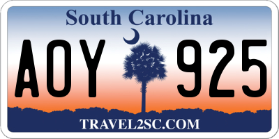 SC license plate AOY925
