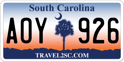 SC license plate AOY926