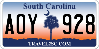 SC license plate AOY928