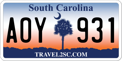 SC license plate AOY931