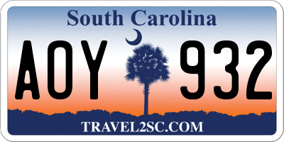 SC license plate AOY932