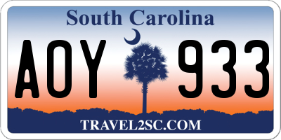 SC license plate AOY933