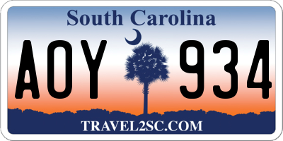 SC license plate AOY934
