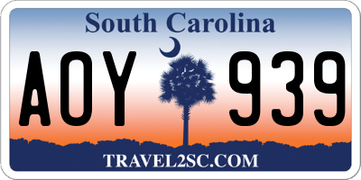 SC license plate AOY939