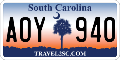 SC license plate AOY940