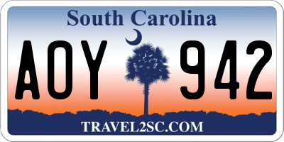 SC license plate AOY942