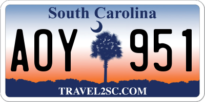 SC license plate AOY951