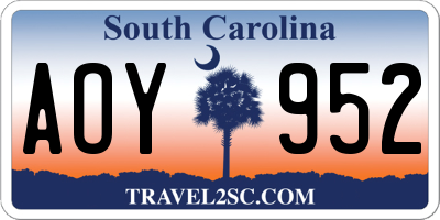 SC license plate AOY952