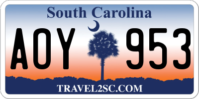 SC license plate AOY953