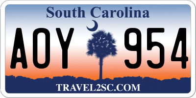 SC license plate AOY954