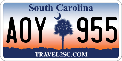 SC license plate AOY955