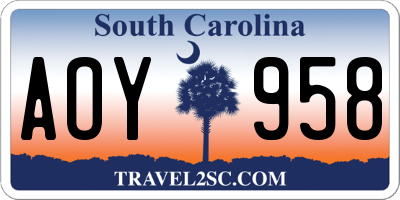 SC license plate AOY958