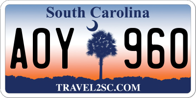 SC license plate AOY960