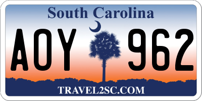 SC license plate AOY962
