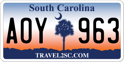 SC license plate AOY963