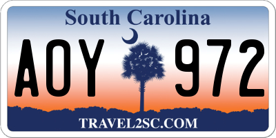 SC license plate AOY972