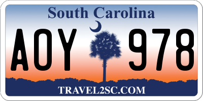 SC license plate AOY978