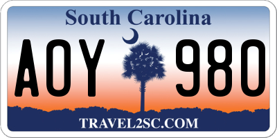 SC license plate AOY980