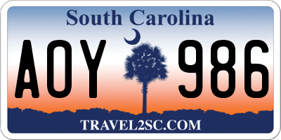 SC license plate AOY986