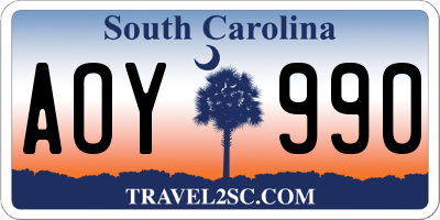SC license plate AOY990