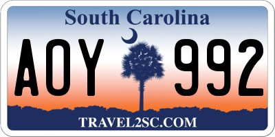 SC license plate AOY992