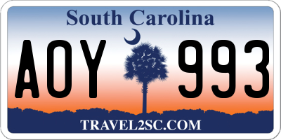 SC license plate AOY993