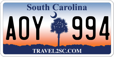 SC license plate AOY994