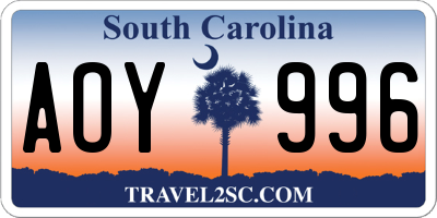 SC license plate AOY996