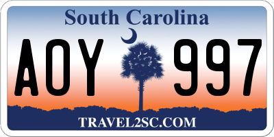 SC license plate AOY997