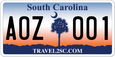 SC license plate AOZ001