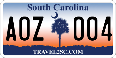 SC license plate AOZ004